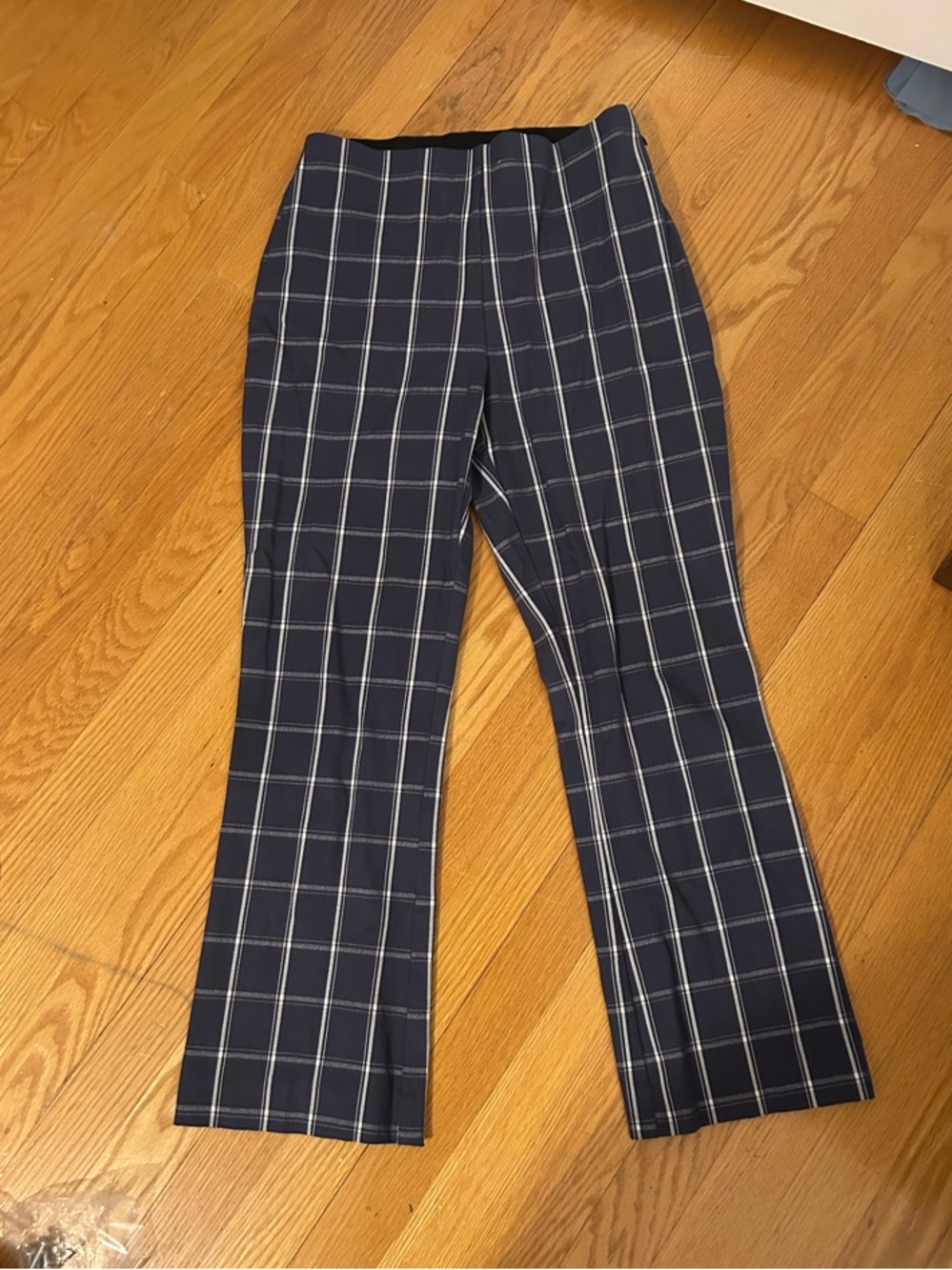 a new day FUN and casual Navy Windowpane Boot-Cut Pants 4 - Like New